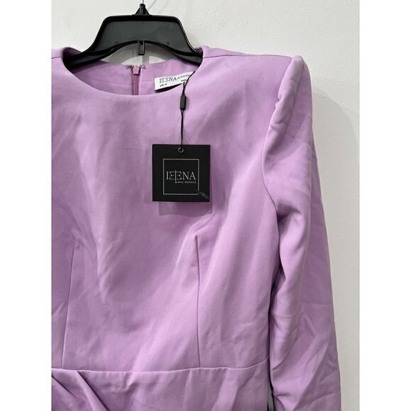 New MAC DUGGAL Size 10 Long Sleeve Mini Dress with Shoulder Pads Lilac *Defect* - Picture 12 of 13
